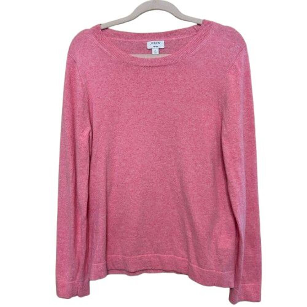 J Crew Factory Teddie Sweater Womens Size Large Pink Cotton Wool Pullover EUC